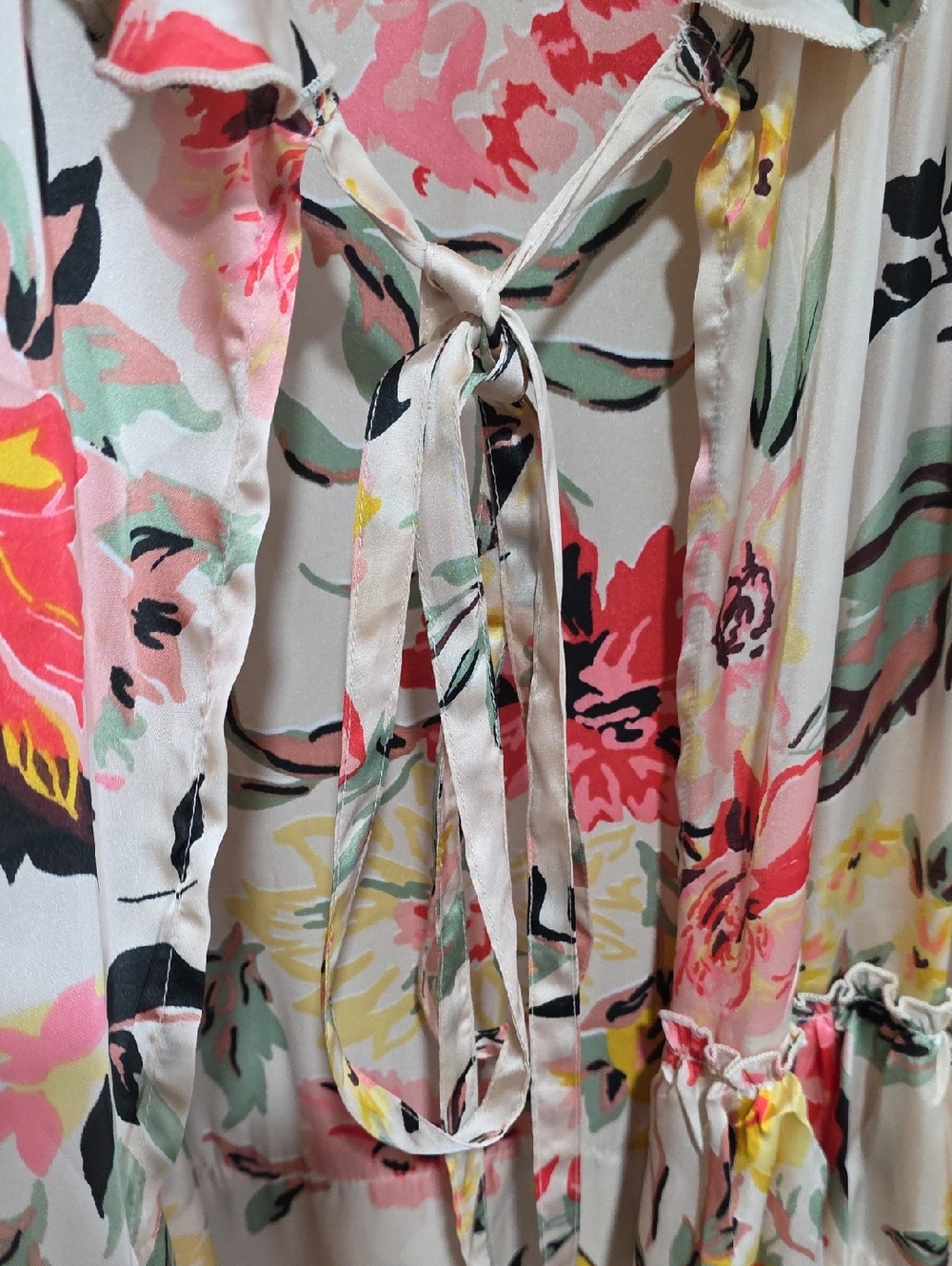 Love Like Summer x Billabong Sleeveless Floral Ruffle Cover Up Dress Cream Pink - Picture 3 of 5